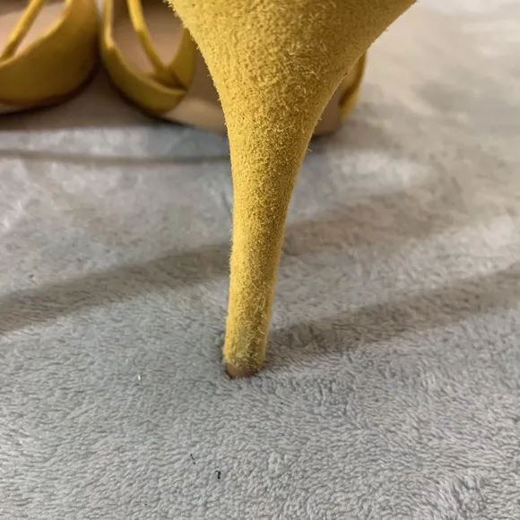 Aldo Yellow Suede Ankle Tie High Heels Size 9