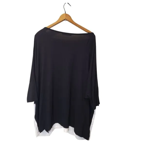 ALEMBIKA Womens Oversized Black White Colorblock Top Pockets Size S/M Lagenlook