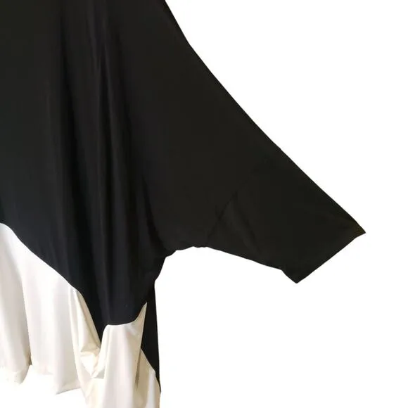 ALEMBIKA Womens Oversized Black White Colorblock Top Pockets Size S/M Lagenlook
