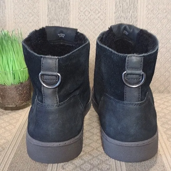 All Saints Zip Up Suede Shearling Sneakers