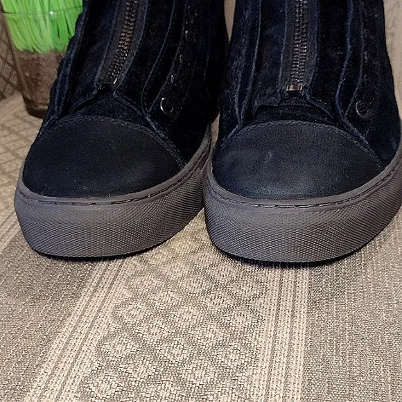 All Saints Zip Up Suede Shearling Sneakers
