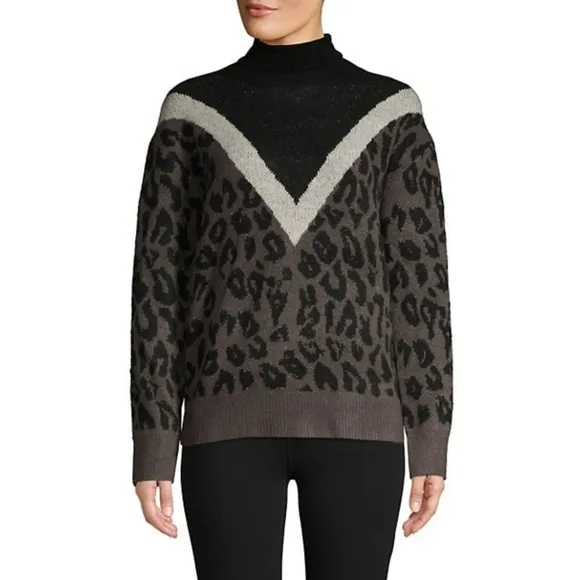 Allison New York Leopard Print Turtleneck Sweater