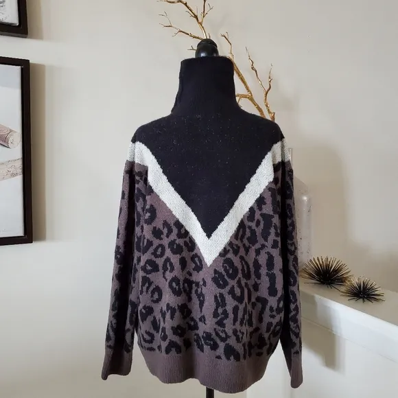 Allison New York Leopard Print Turtleneck Sweater