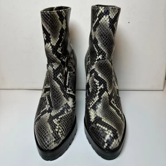AllSaints Boots Womens Size 7 Ana Snake Embossed Leather Lug Sole Platform Y2K