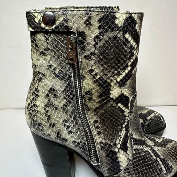 AllSaints Boots Womens Size 7 Ana Snake Embossed Leather Lug Sole Platform Y2K