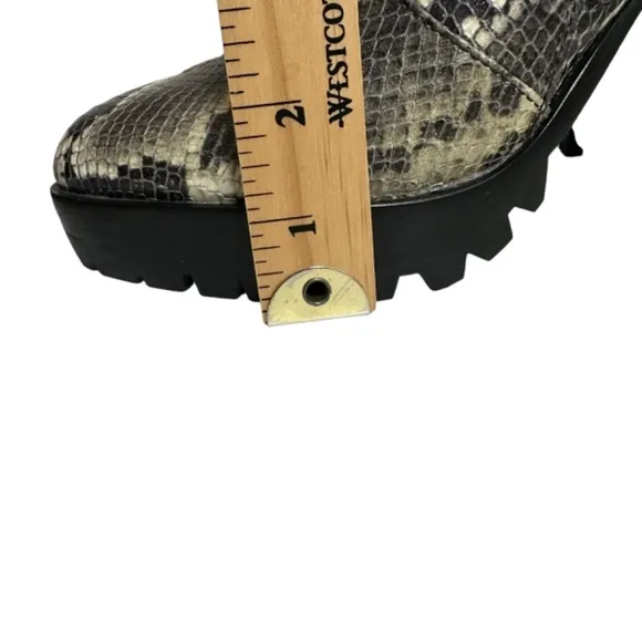 AllSaints Boots Womens Size 7 Ana Snake Embossed Leather Lug Sole Platform Y2K