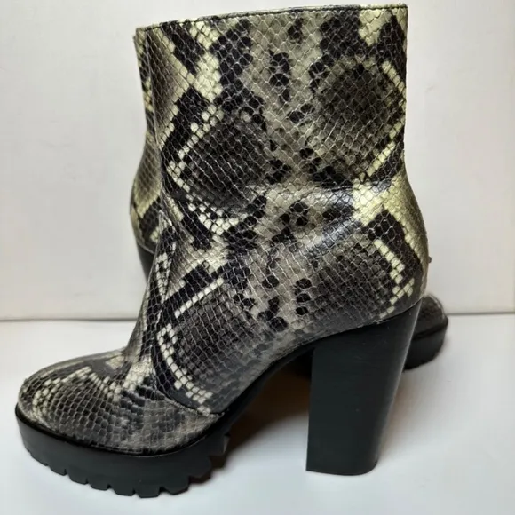 AllSaints Boots Womens Size 7 Ana Snake Embossed Leather Lug Sole Platform Y2K