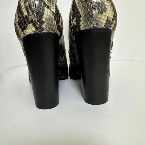 AllSaints Boots Womens Size 7 Ana Snake Embossed Leather Lug Sole Platform Y2K
