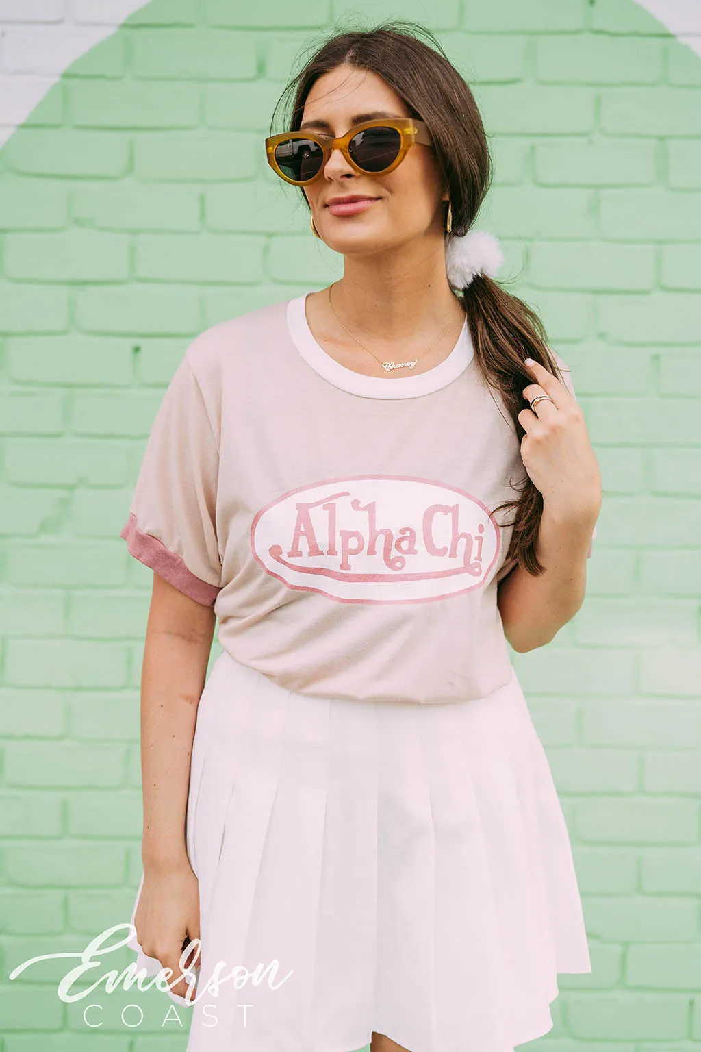 Alpha Chi Von Dutch Colorblock Ringer Tee