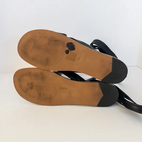 Anthropologie Black Leather Coralie Ankle-Tie Sandals