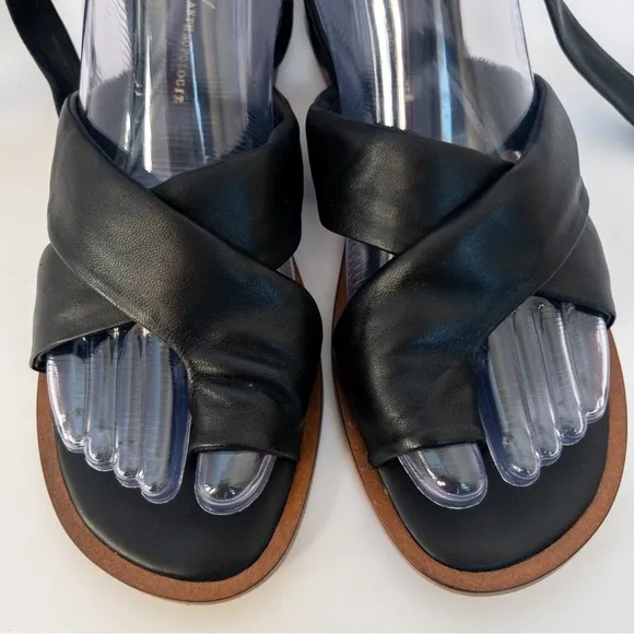 Anthropologie Black Leather Coralie Ankle-Tie Sandals
