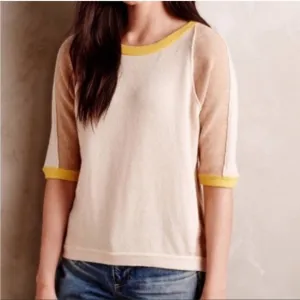 ANTHROPOLOGIE Field &amp; Flower Beige Colorblock Sweater