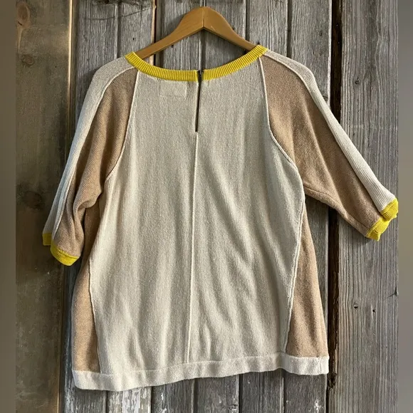 ANTHROPOLOGIE Field &amp; Flower Beige Colorblock Sweater