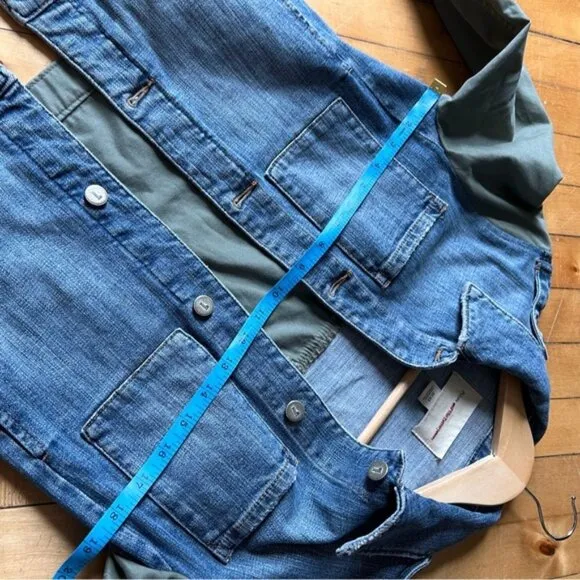 Anthropologie Pilcro And the Letterpress Colorblock Bi Material Denim Jacket