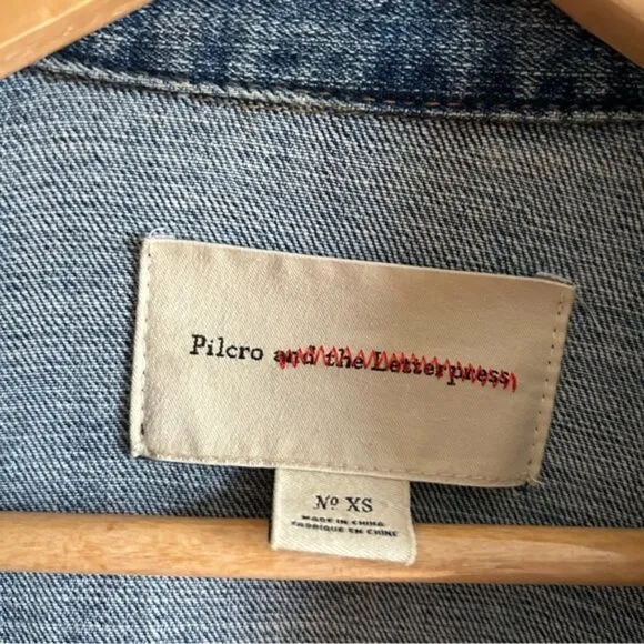 Anthropologie Pilcro And the Letterpress Colorblock Bi Material Denim Jacket