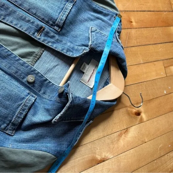 Anthropologie Pilcro And the Letterpress Colorblock Bi Material Denim Jacket