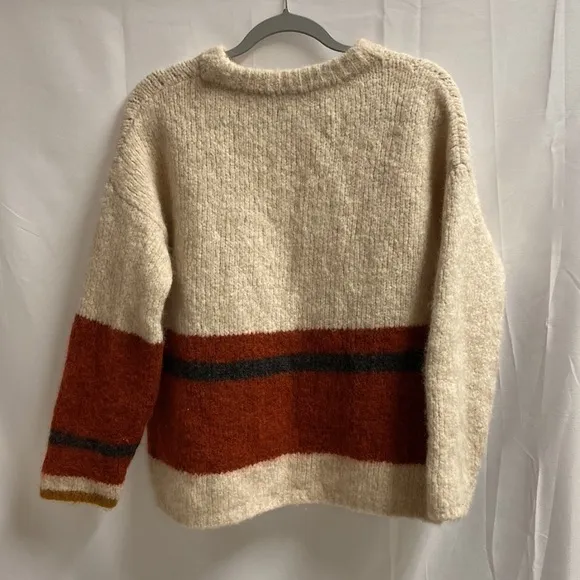 Anthropologie Sita Murt Ribbed Colorblock Alpaca Sweater Tan Size 44 US 12