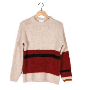 Anthropologie Sita Murt Ribbed Colorblock Alpaca Sweater Tan Size 44 US 12