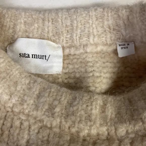 Anthropologie Sita Murt Ribbed Colorblock Alpaca Sweater Tan Size 44 US 12