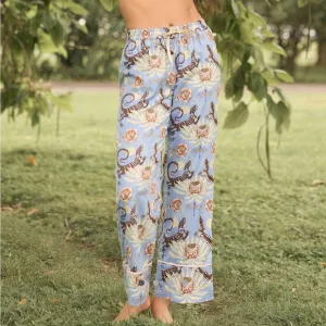 Anthropologie Victoria Garcia Blue Lizard Floral Light Flannel Pajama Pants XXS
