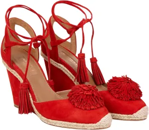 Aquazzura red suede espadrille Size 4UK