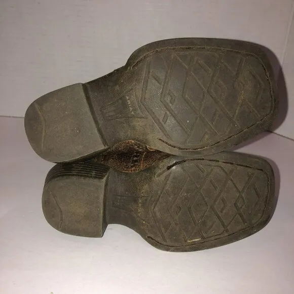 Ariat Brown Leather Cowboy Western Boots Square Toe Toddler Kids Size 8