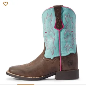 Ariat Kids Tombstone Boots in Bay Brown and Bell Blue