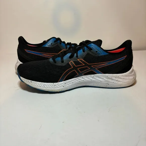 ASICS Gel-Excite 8 Black Blue Mesh Lace Up Low Top Running Sneakers Sz Mens 11.5