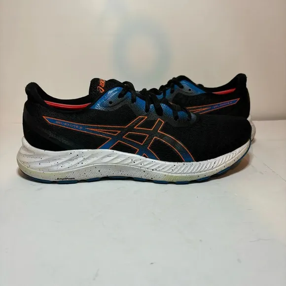 ASICS Gel-Excite 8 Black Blue Mesh Lace Up Low Top Running Sneakers Sz Mens 11.5