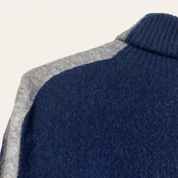 Athleta Blue Gray Colorblock Wool Turtleneck Sweater Size S