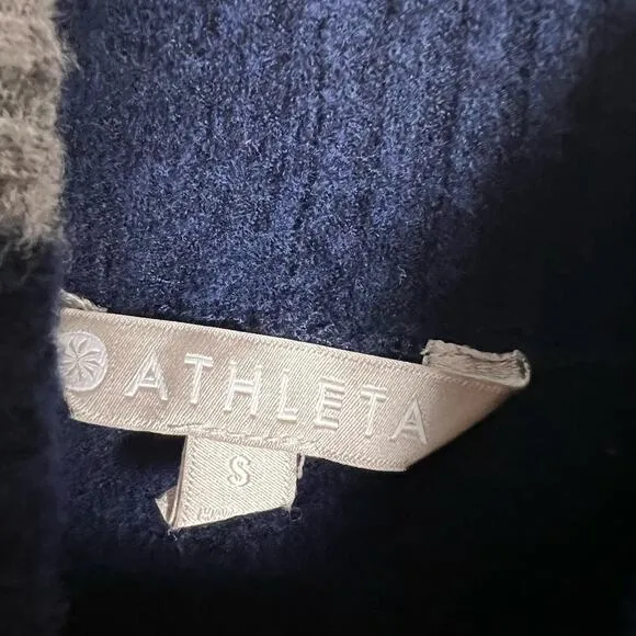 Athleta Blue Gray Colorblock Wool Turtleneck Sweater Size S