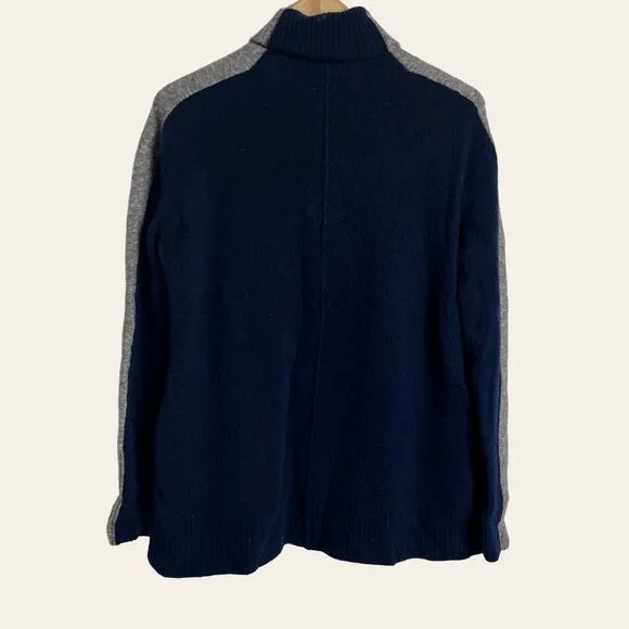 Athleta Blue Gray Colorblock Wool Turtleneck Sweater Size S