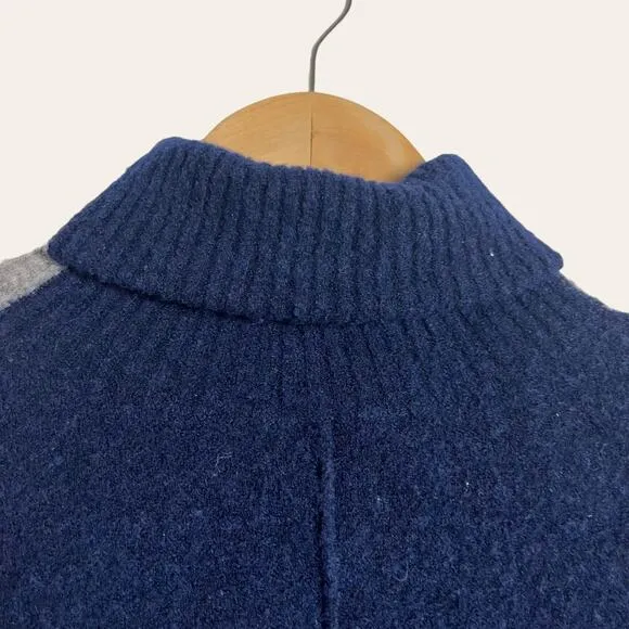Athleta Blue Gray Colorblock Wool Turtleneck Sweater Size S