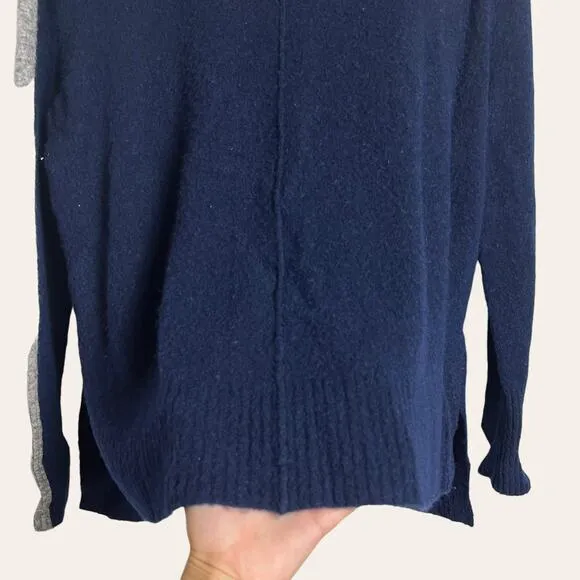 Athleta Blue Gray Colorblock Wool Turtleneck Sweater Size S