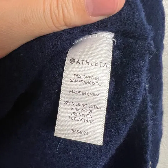 Athleta Blue Gray Colorblock Wool Turtleneck Sweater Size S