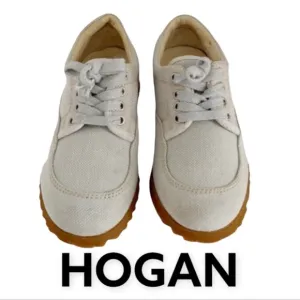 Authentic Hogan designer canvas dress shoes Sz 10 little boys Euro 28