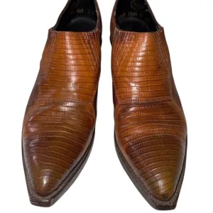 Authentic Nocona Women's Brown Ankle Booties Size 7 B shoe Teju Lizard skin