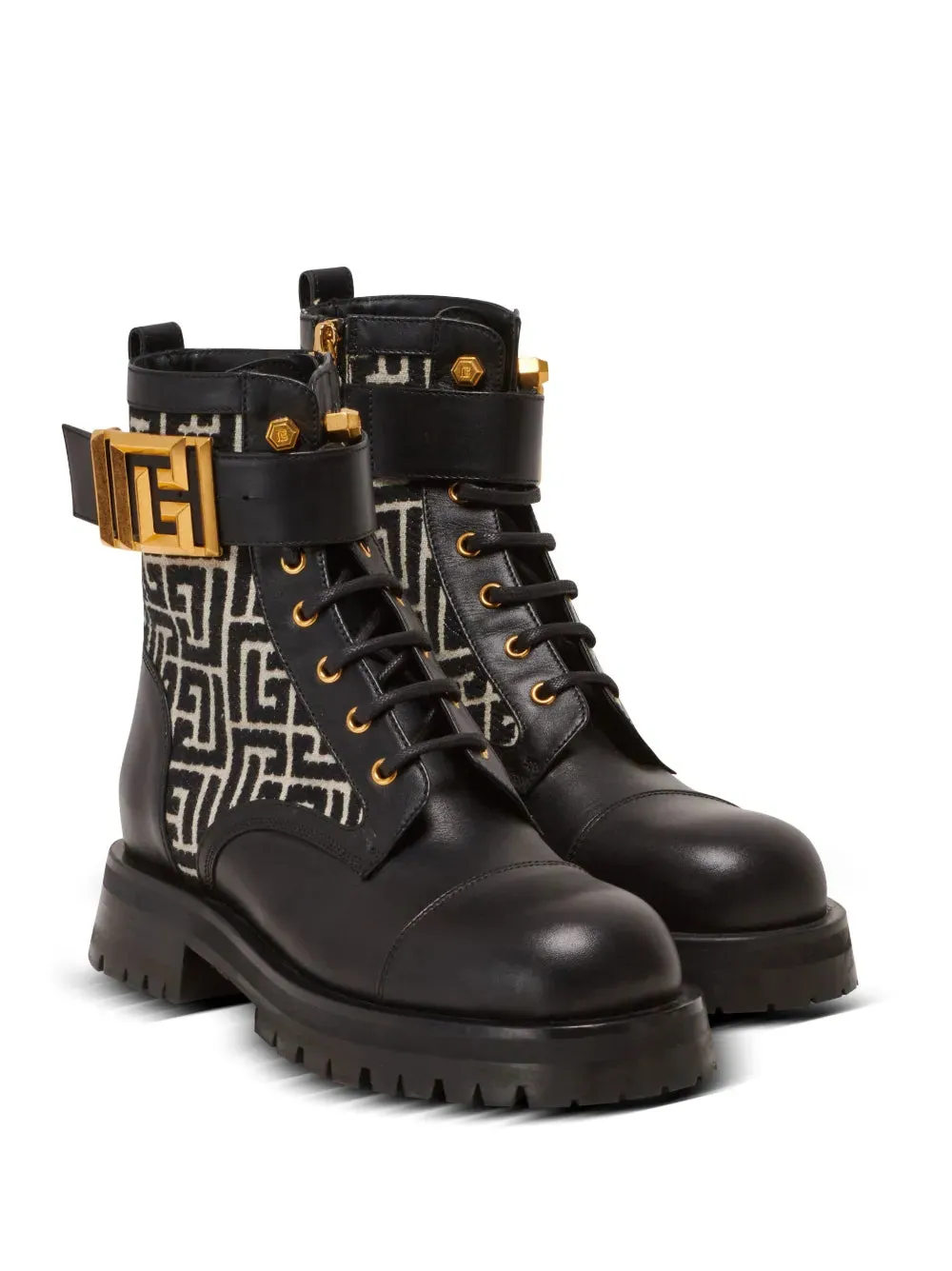 Balmain Charlie monogram-jacquard leather boots