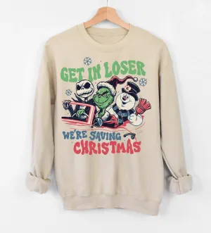 Bella Canvas Softstyle Brand Get In Loser We're Saving Christmas Sweatshirt