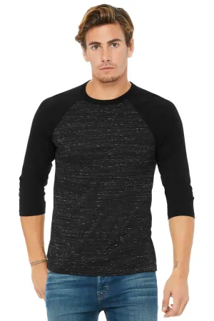 BELLA CANVAS  Unisex 3/4-Sleeve Baseball Tee. BC3200 Black Marble/ Black