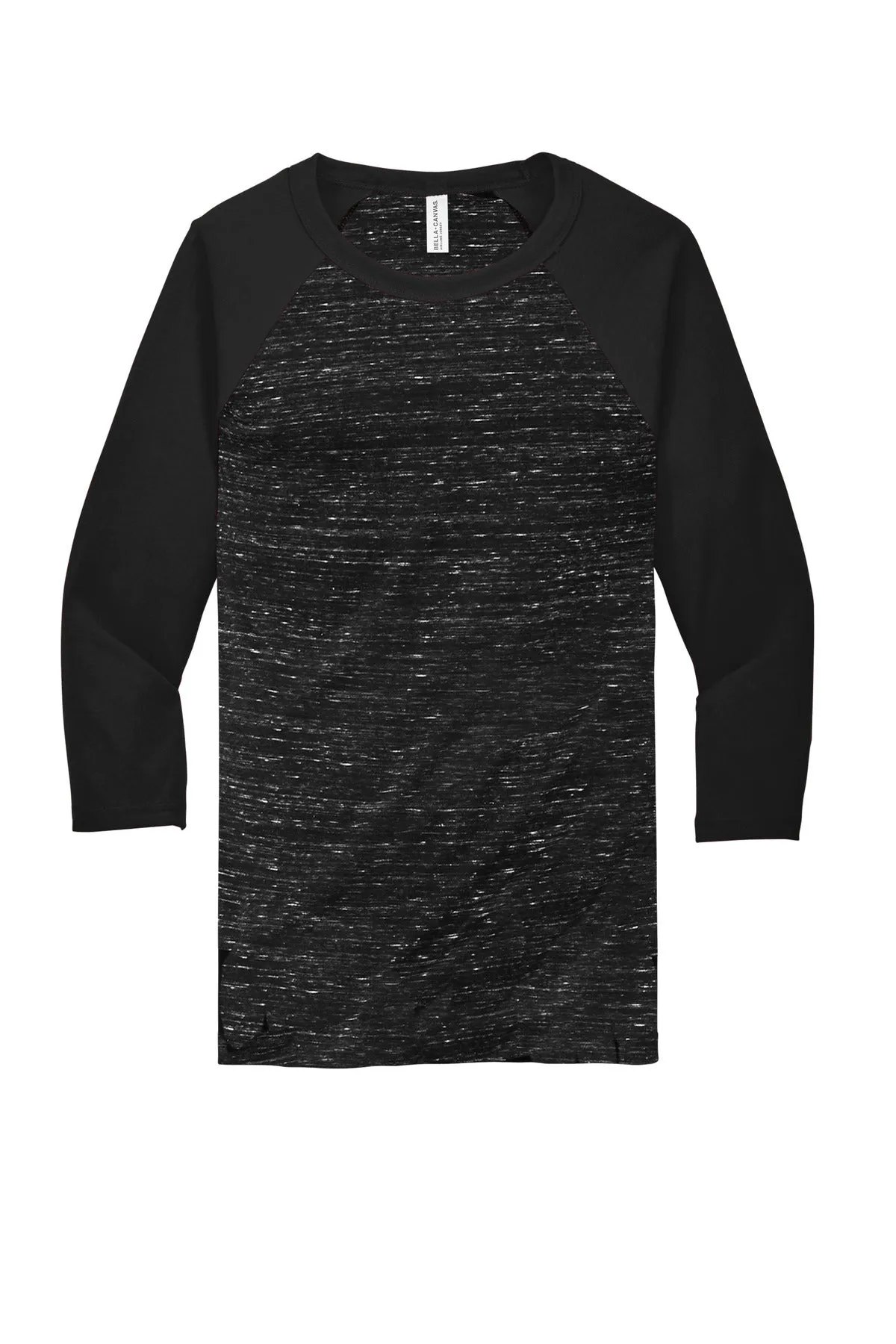 BELLA CANVAS  Unisex 3/4-Sleeve Baseball Tee. BC3200 Black Marble/ Black