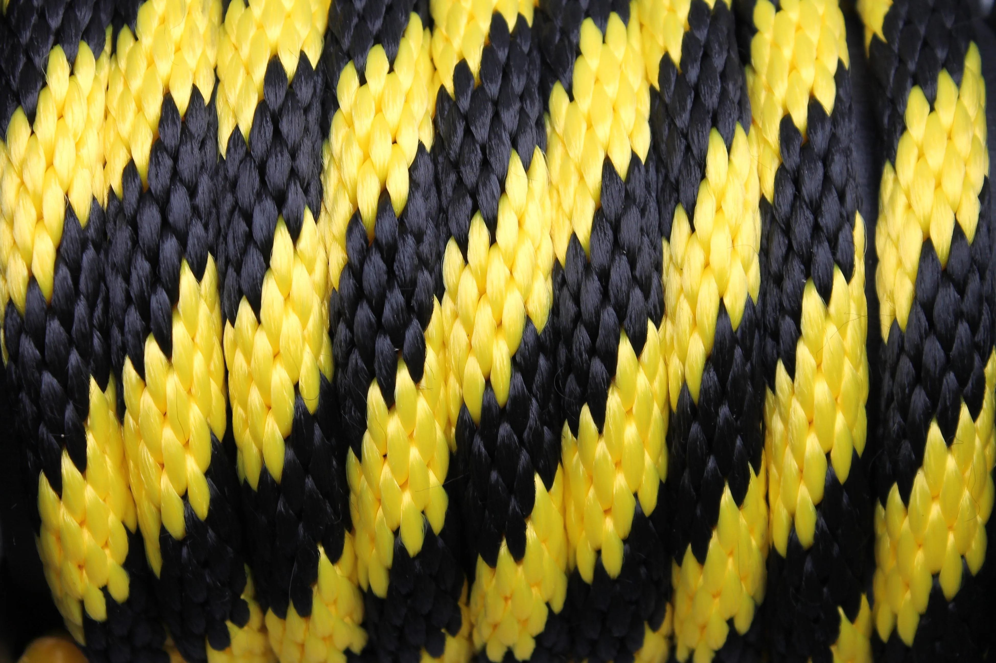 Black and Yellow Solid Braided Multifilament Polypropylene Rope
