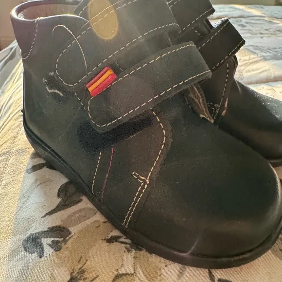 Black Ankle-High Boots with Velcro Straps
