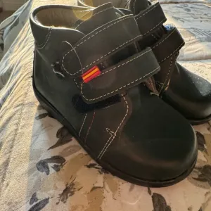 Black Ankle-High Boots with Velcro Straps