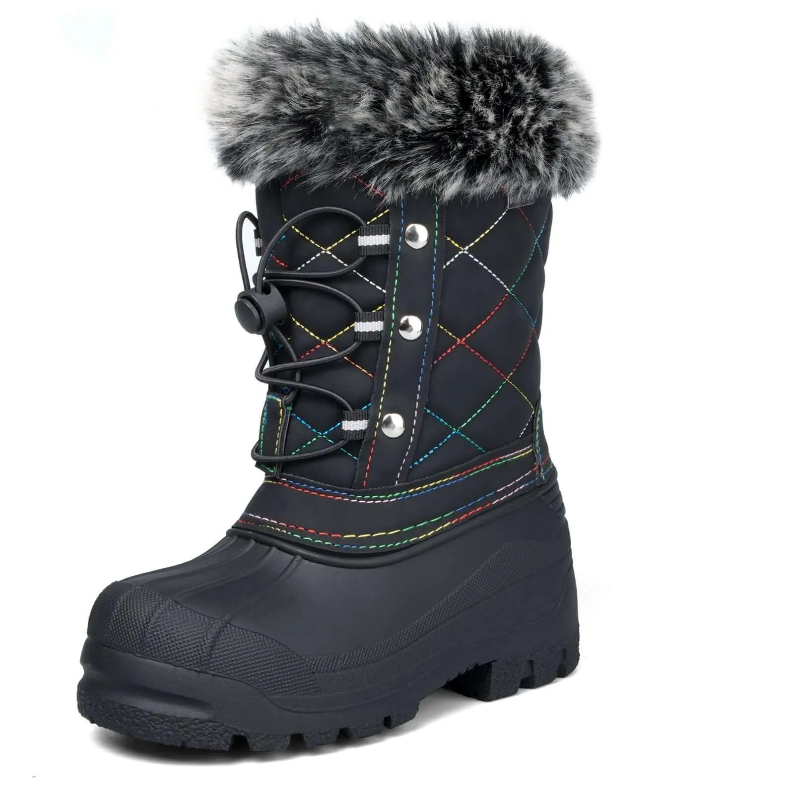 Black Color Line Non-Slip Waterproof Snow Boots