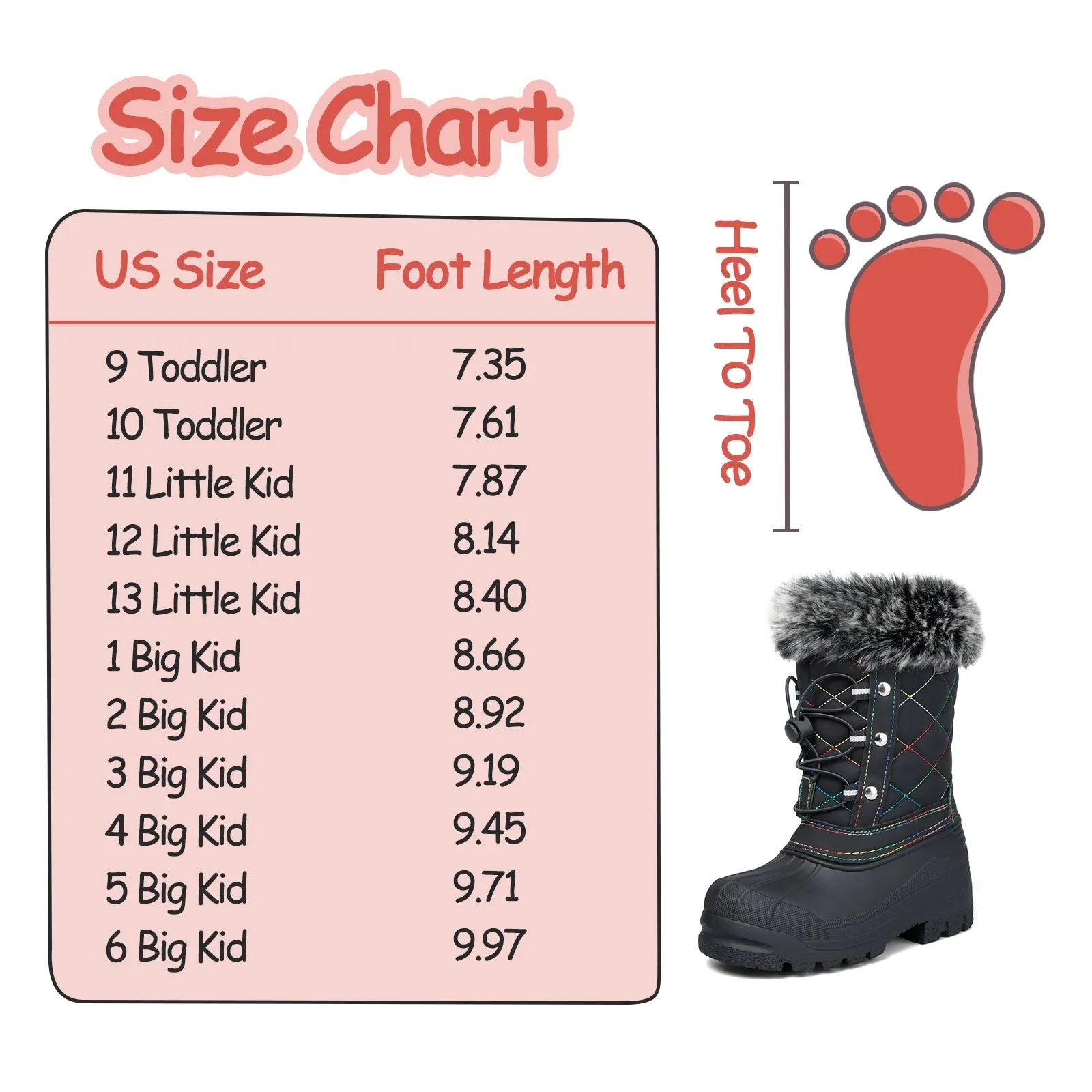 Black Color Line Non-Slip Waterproof Snow Boots