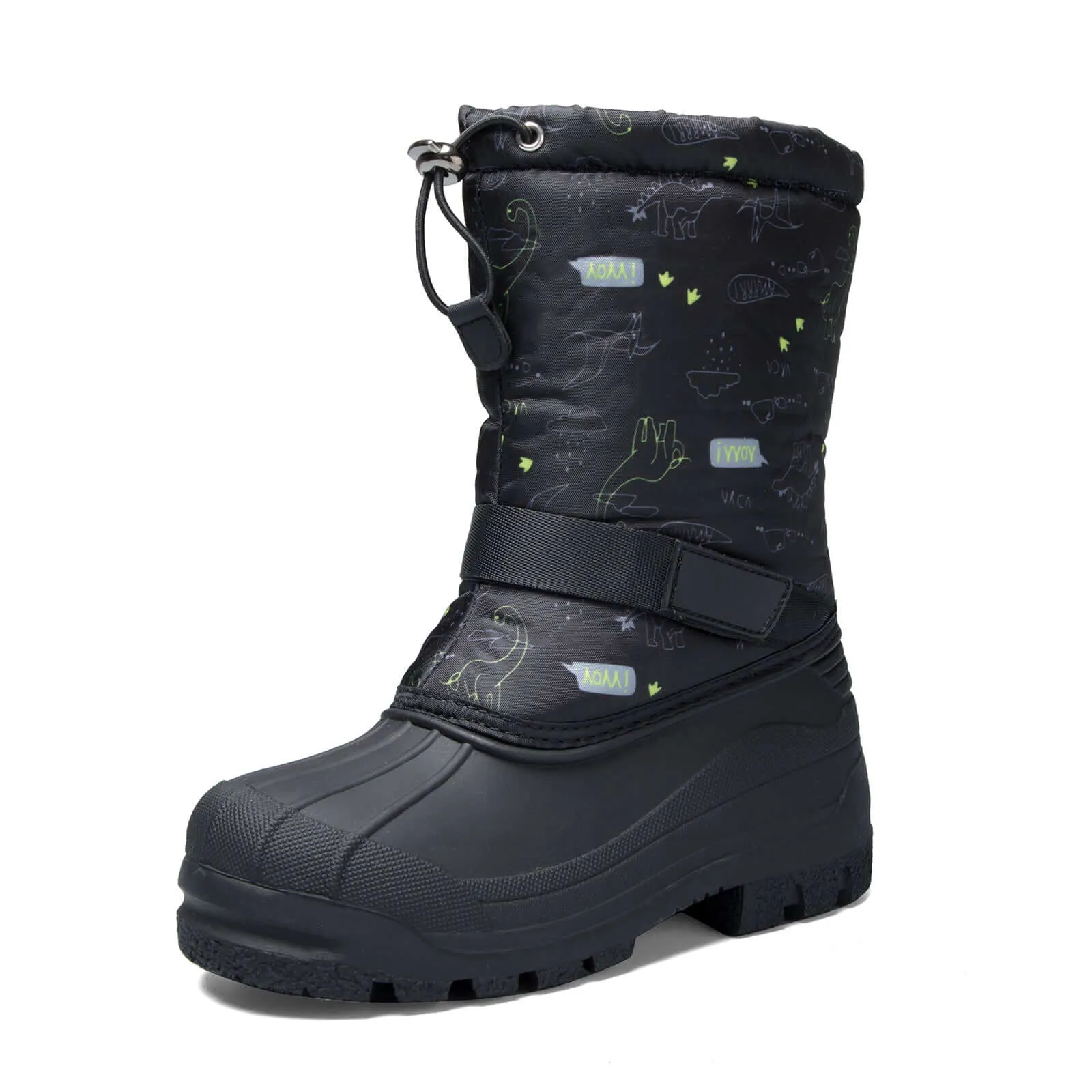 Black Dinosaur Insulated Waterproof Snow Boots