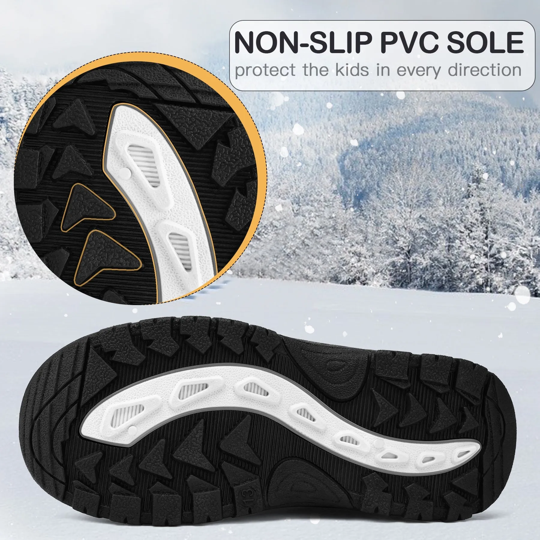 Black Matte Fur Lined Waterproof Snow Boots
