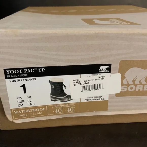Black SOREL® Kids Yoot Pac™ TP Snow Boots