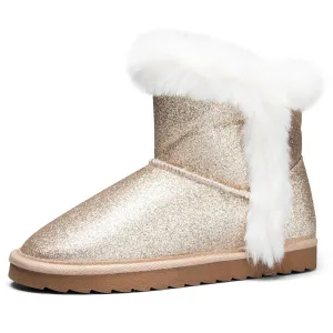 Black/Gold/Purple Glitter Thermal Snow Boots